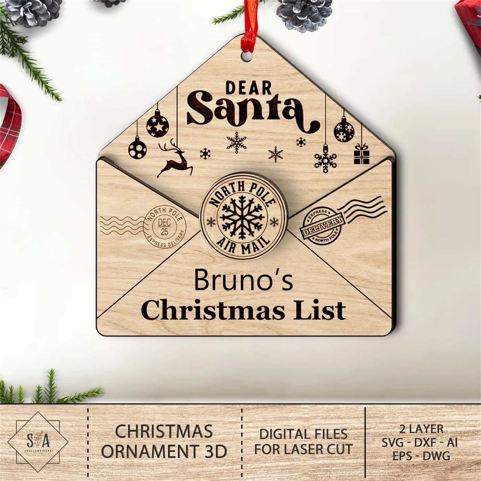 YaoLEO Hangs American Flag Christmas Party Decorations Pendants Wooden