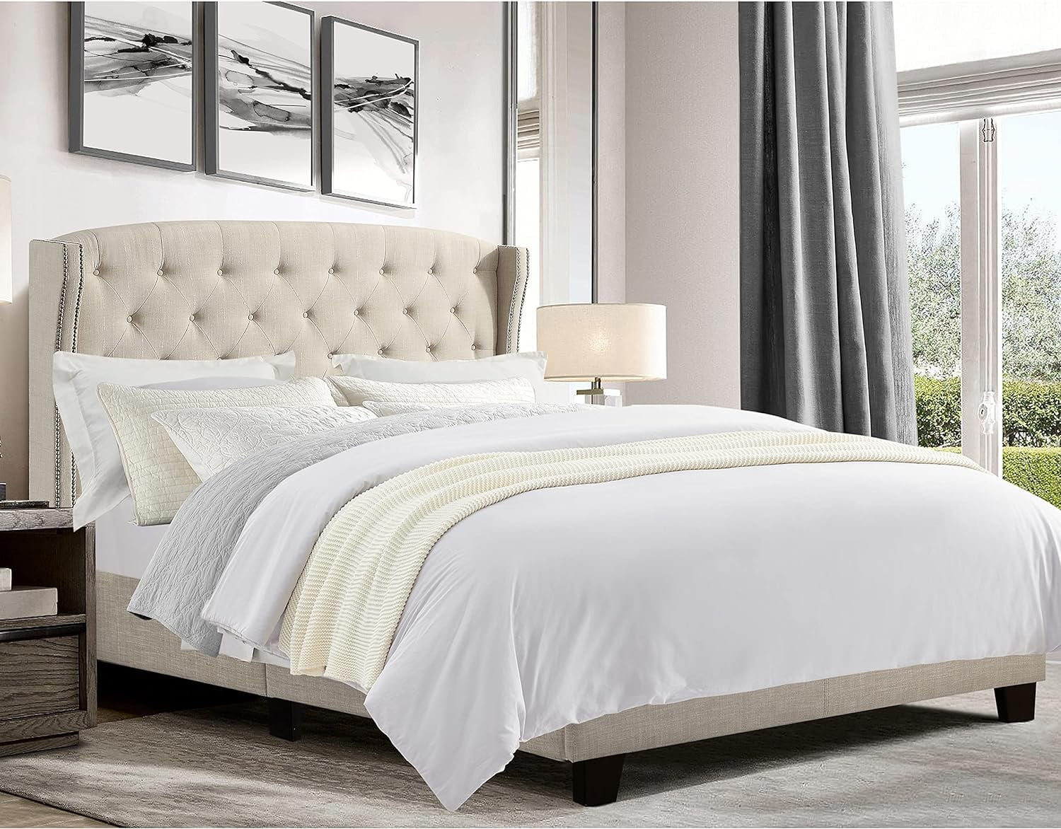 YaoRi Padded Platform Bed Frame Bed French, Westerly Bed, Cardiff Bed