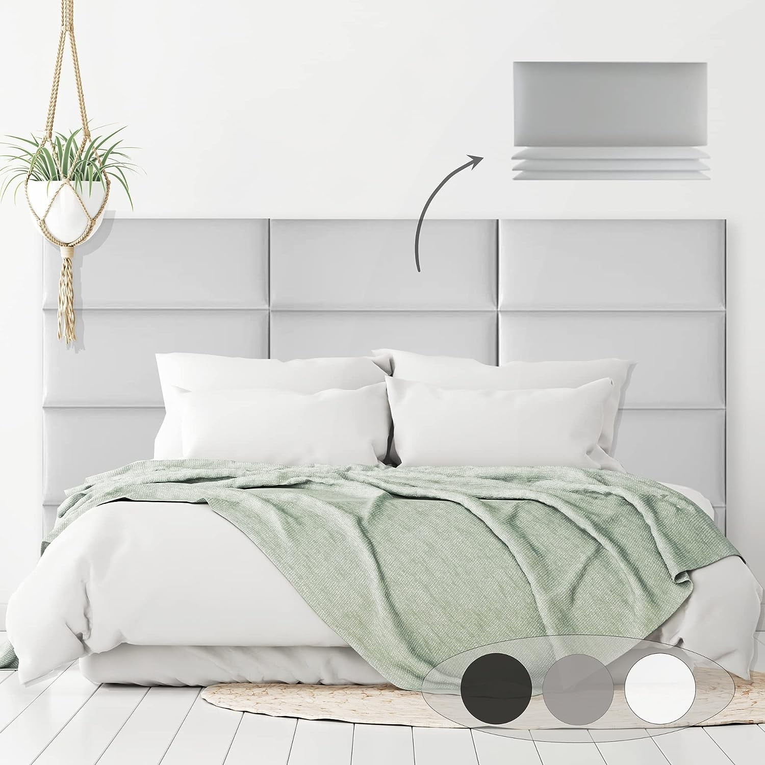 YaoRi Removable Peel and Stick Upholstered Wall Mounted Headboard