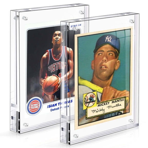 YaoShop Acrylic Card Frame, Magnetic Trading Card Display Frames Desktop Display - 2 Sets Clear