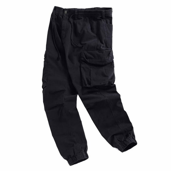 YaoYar Men Cargo Pants Elastic Waist with Multi Pocket Fashion Solid Color Casual Outdoor Sports Bind The Feet Pants