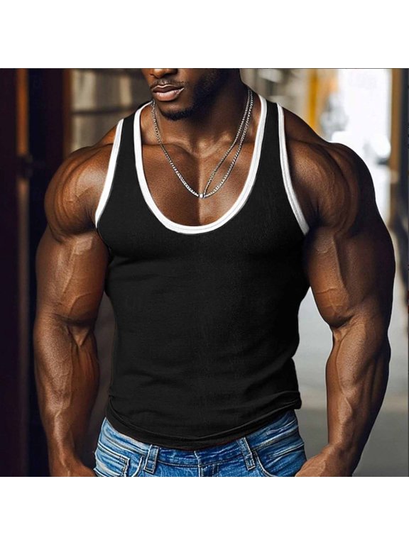 Men Solid Color Tank Top Summertime Casual Fitness Sleeveless Exercise Running Training Waistcoat Bodybuilding Fitness Muscle Shirts