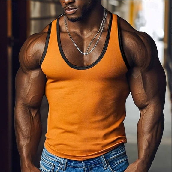 YaoYar Men Solid Color Tank Top Summertime Casual Fitness Sleeveless Exercise Running Training Waistcoat Bodybuilding Fitness Muscle Shirts