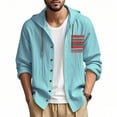 thumbnail image 1 of YaoYar Mens Cotton Linen Button Down Hoodies Fashion Casual Print Pocket Solid Hooded Long Sleeve Shirts, 1 of 5
