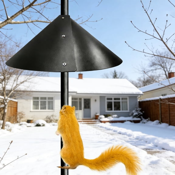 YaoZQ 14 inch Bird Feeder Squirrel Guard Wrap Around Baffle Cone Anti Rust Weatherproof Outdoor Pole Protection Black Plastic