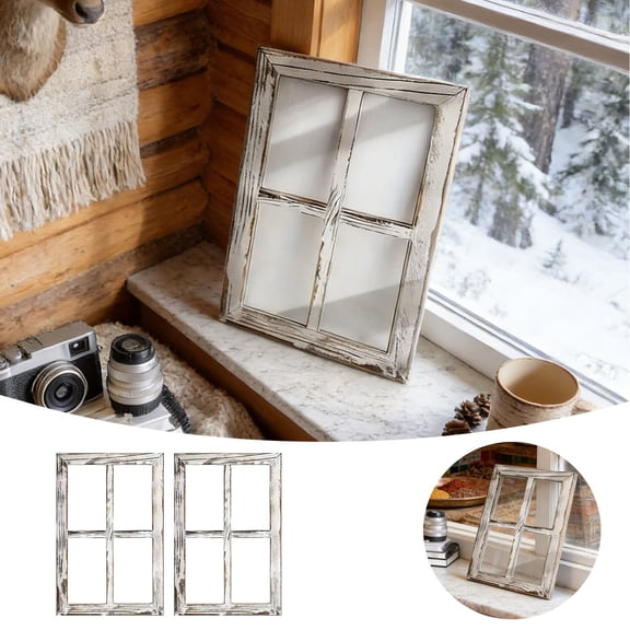 YaoZQ 2 Pack Wooden Window Plaques, 14.2 in Rustic White Arch Wall Decor, Farmhouse Cathedral Frame Cutout for Entryway Home Decoration