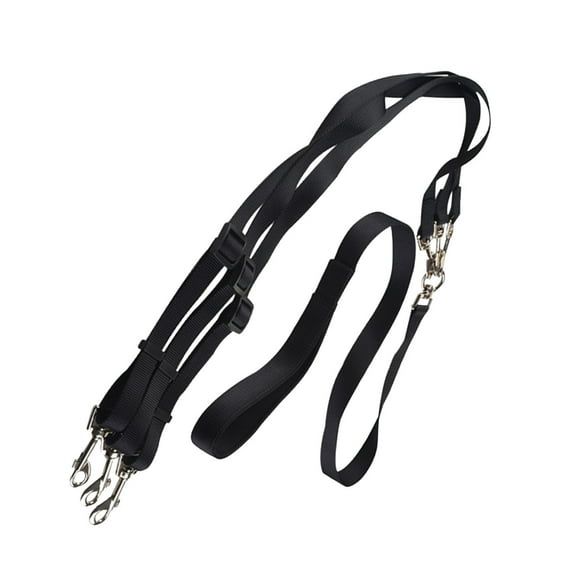 YaoZQ 3 Way Dog Leash, Adjustable Nylon Triple Dog Coupler for Walking 3 Dogs, No Tangle Detachable Lead, Black, 55.1-66.9in