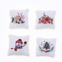 YaoZQ 4-Pack of Mini Christmas Pillows For Dollhouse. A Miniature Decorative Throw Pillow Ornament. A 1:12 Scale Christmas Accessory For Tiered Tray, Wreath & Farmhouse Decor.