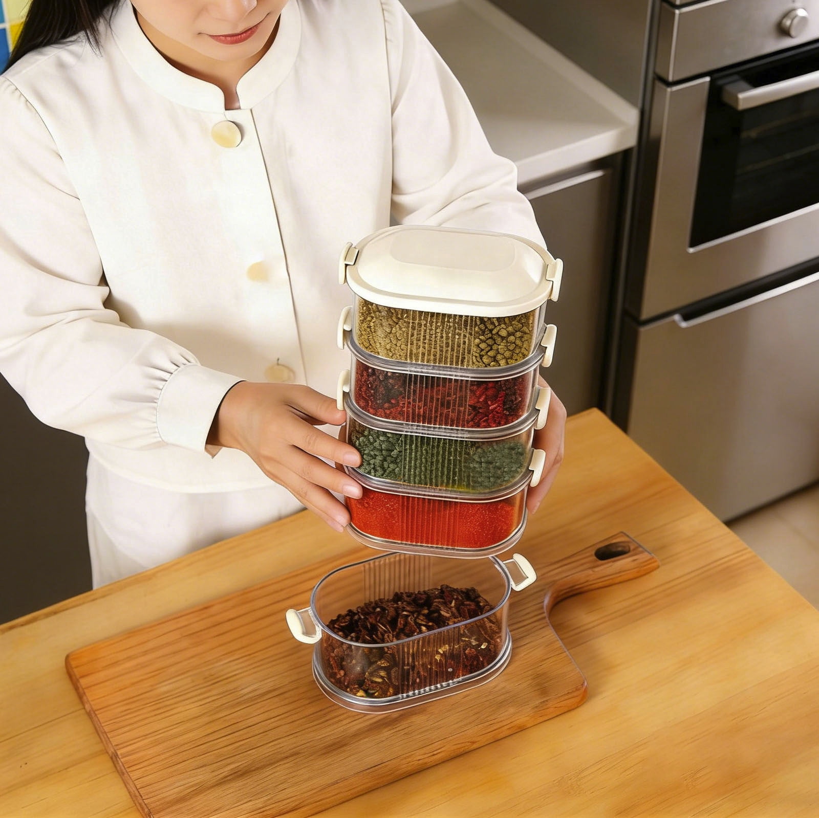 YaoZQ 5-Layer Stackable Food Storage Containers Refrigerator Organizer ...