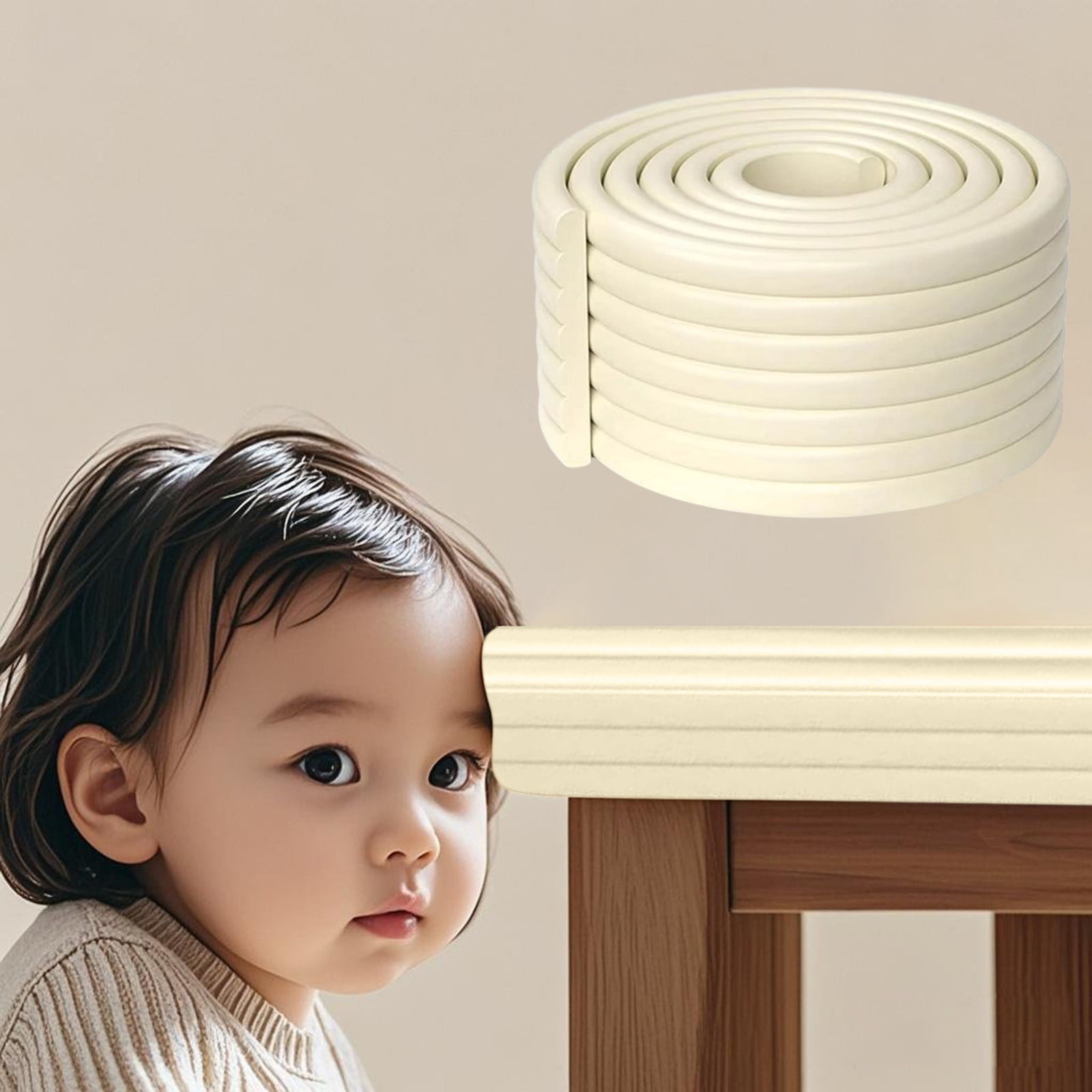 YaoZQ Beige Furniture Edge Protector Soft Cushioning Strip Adhesive Corner Guard for Home Decor 78.7 x 3.1 in