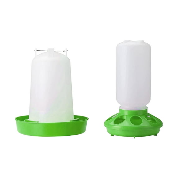 YaoZQ Chick Feeder and Waterer Kit, 1.5L Waterer and 1KG Feeder Set for Baby Chicks, Poultry Feeding Supplies with Adjustable Heights, Green