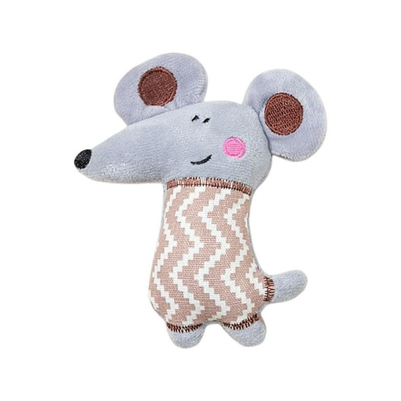 YaoZQ Classic Mouse Cat Toy, Large Stuffed Plush with Catnip & Crinkle Paper, Hunting Exercise for Indoor Cats, 5.5 in, Grey