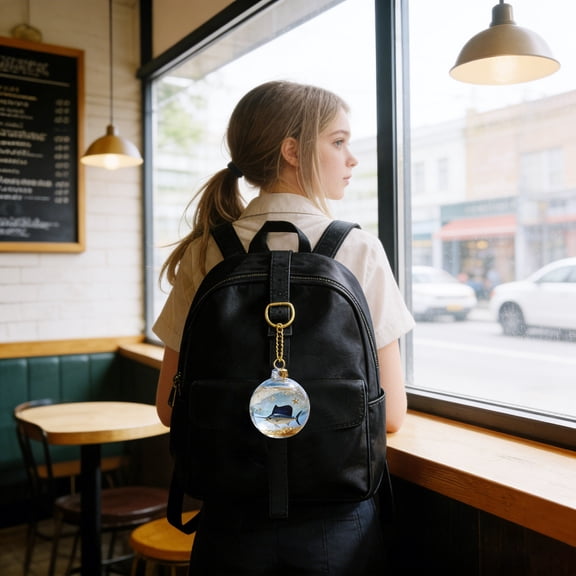 YaoZQ Deep Sea Mystery Hanging Charm Acrylic Round Pendant Blue Marine Art Ornament for Car Rearview Mirror Bag Tag Accessory Style G 2.8 inch