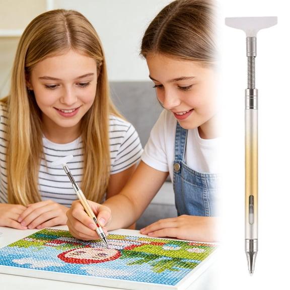 YaoZQ Diamond Painting Correction Pen Dual Head Metal Tool for Straightening Drills Ergonomic Rhinestone Picker DIY Art Craft Accessories Yellow 5 Inch