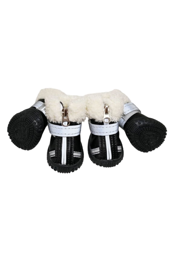 Dog Boots for Small Dogs Winter Warm Snow Shoes with Lining Anti- Rubber Sole Black 1.46 x 1.22 inch