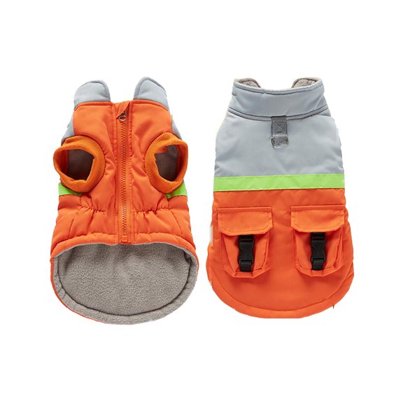 YaoZQ Dog Winter Coat, Reflective Lined Puppy Jacket, Windproof Cold Weather Pet Vest for Small Dogs, Size S, Orange