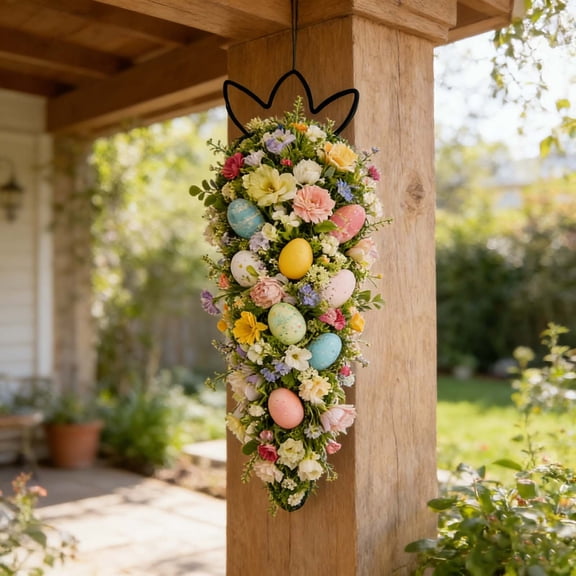 YaoZQ Easter Carrot Wreath Frame 19.7 inch Metal Wire Wreath Form for Front Door Wall Decor, DIY Spring Crafts, Black