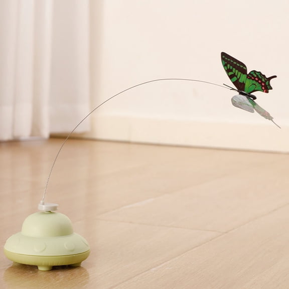 YaoZQ Electric Rotating Butterfly Cat Toy, Automated Spinning Teaser with Flexible Wire, Interactive Flying Insect Game for Indoor Hunting, Green