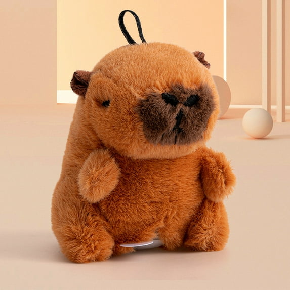 YaoZQ Electronic Kitten Toy, Realistic Vibrating Capybara Stuffed Animal, Smart Motion Sensor Squeaky Toy for Exercise and Anxiety, USB Charge, Brown