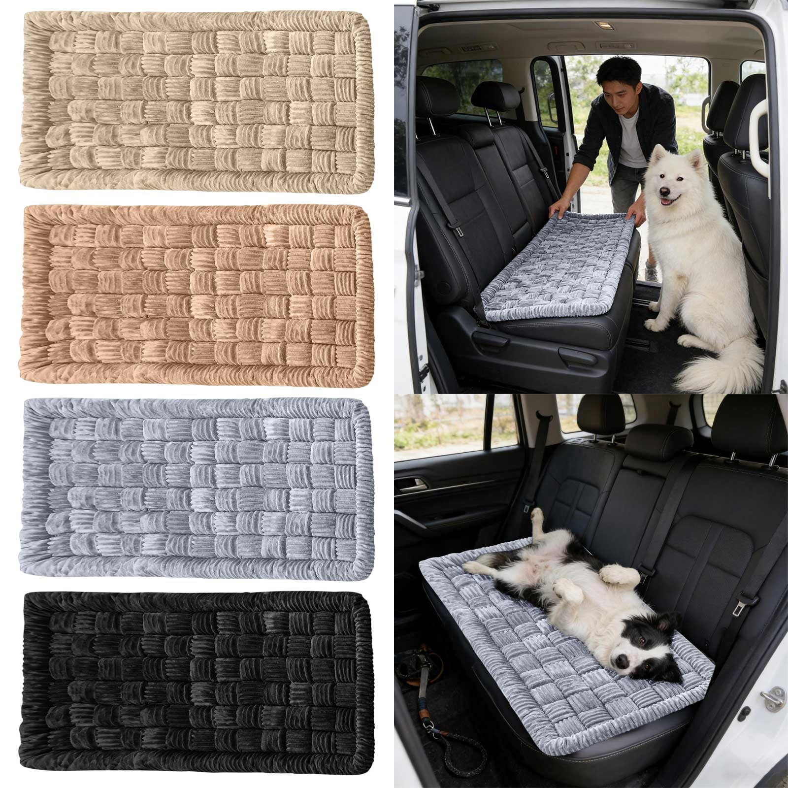 YaoZQ Grey Orthopedic Crate Mat, 54 in XXL Plush Dog Bed for Large Breeds, Washable Anti- Joint Relief Sleeping Pad for Kennels