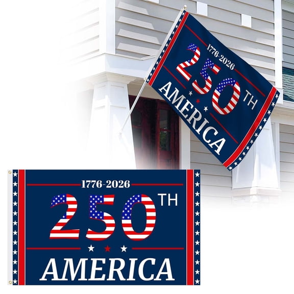 YaoZQ Historic 250th Anniversary Commemorative Flag 3x5 Ft Durable Outdoor Banner, Polyester Sign for Family Reunion Party Decoration, Patriotic Decor