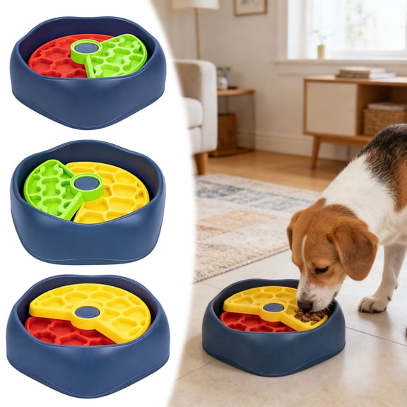 YaoZQ Interactive Dog Puzzle Toy, 10.3 in 3-Layer Rotating Slow Feeder for IQ Training, Mental Enrichment Food Game Bowl for Smart Puppy Breed