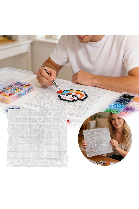 Large Fuse Bead Pegboards Clear Interlocking Square Boards for Pixel Art Iron Beads Craft Projects Kids Educational Toy Gift Clear 11 x 11 Inch