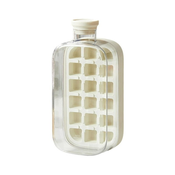 YaoZQ Large White No Touch Ice Maker Box 800ml High Capacity 18 Grids Sanitary Ice Cube Tray Bottle for Family Juice Party 8.5x4x3 inch