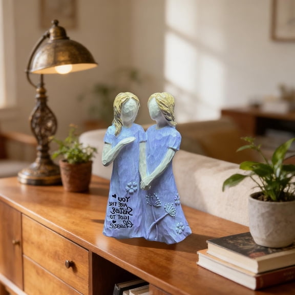 YaoZQ Light Purple Bestie Sculpture, 5.7 in Resin Friendship Statue for Women, Commemorative Sister Figurine for Birthday Distance Gift