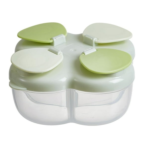 YaoZQ Portable Baby Formula Dispenser Green 4 Compartment Milk Powder Container Travel Snack Storage Box for 4.3 inch