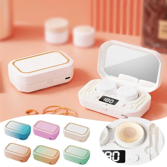 YaoZQ Portable Retainer Cleaner 1pc, Ultrasonic Cleaning Machine with LCD Display for Dentures and Aligners, USB Rechargeable Sonic Jewelry Bath, Mini Contact Lens Cleaner for Travel