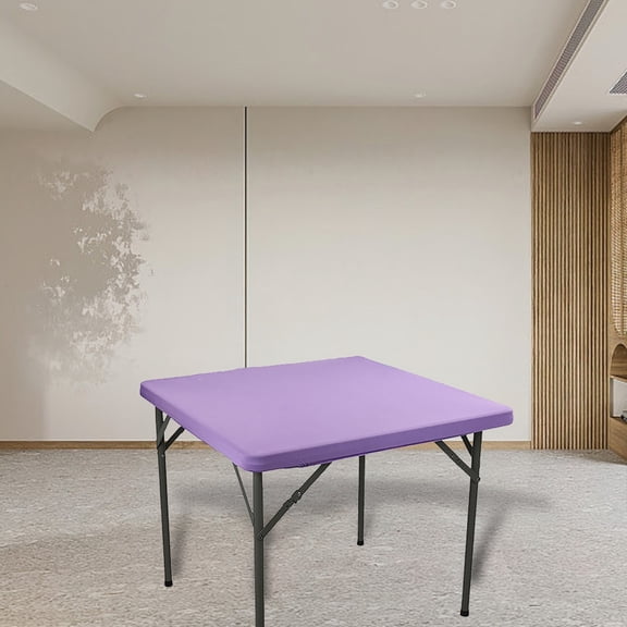 YaoZQ Purple Square Tablecloth Fitted Elastic Edge 34 inch Washable Polyester Table Cover Free for Wedding Birthday Party Card Games