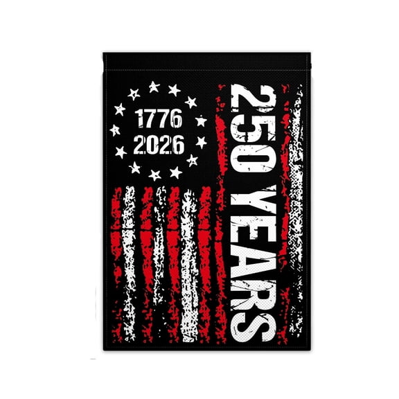 YaoZQ Red Patriotic Garden Flag 12x18, Double Sided Flax Yard Sign, Independence Day Outdoor Lawn Decor for USA 250th Anniversary