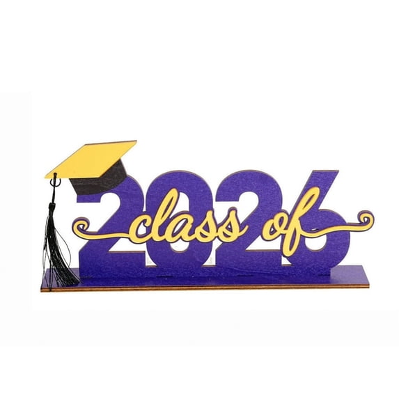 YaoZQ Rustic 2026 Grad Party Decor Wood Standing Sign Desk Ornament Unique Congratulatory Gift for Him Her Graduation Season 12 inch
