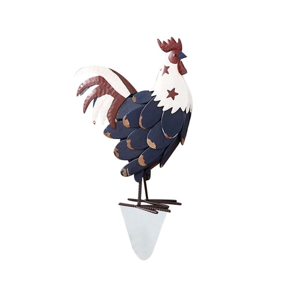 YaoZQ Rustic Patriotic Rooster Decoration, Wooden Animal Yard Stake, 18-inch USA 250th Independence Day Garden Statue