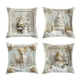 thumbnail image 1 of YaoZQ Set of 4 White and Gold Christmas Pillow Covers,3D Plush Flannel,18x18 Inch,Decorative Throw Cushion Case for Couch Sofa Winter Holiday Decor, 1 of 7
