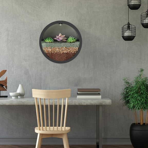 YaoZQ Shatterproof Wall Flower Pot, 7" Scandi Style Floating Vessel. Round Hanging Planter for Ferns, Herbs & Bathroom Greenery Accent