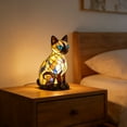 thumbnail image 1 of YaoZQ Siamese Cat Night Light, 6.7" Resin Animal Table Lamp with USB Switch, Vintage Stained Glass Style Desktop Decor for Bedroom Nursery Office, 1 of 6