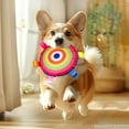thumbnail image 1 of YaoZQ Soft Plush Dog Toy, Colorful Rainbow Target Design with Ribbons, Interactive Fetch Flying Disc for Puppies and Cats, 8.3 inch, 1 of 3