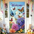 thumbnail image 1 of YaoZQ Spring Welcome Door Banner, Colorful Butterflies and Hydrangea Flowers Scene, Nature Seasonal Front Door Hanging Decor, Blue, 35 x 71 in, 1 of 7