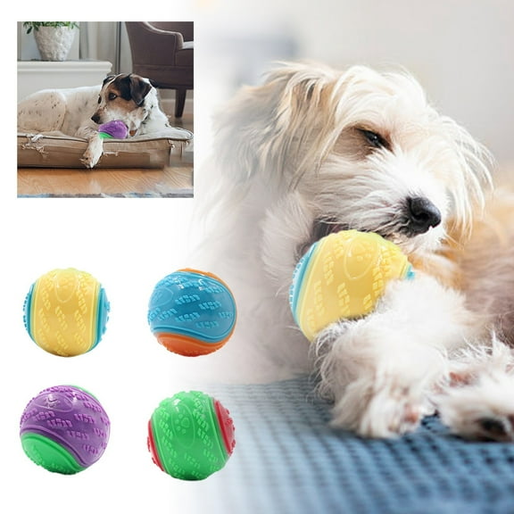 YaoZQ Squeaky Dog Ball, High Bounce TPR Chew Toy, Interactive Fetch Toy for Small Medium Dogs, Dental Cleaning, 2.55 inch, Random Color (1 pack)