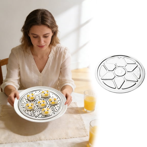 YaoZQ Steamer Rack Tray, 304 Stainless Steel Round Steaming Insert Plate for Pressure Cooker Pot, Dumpling Vegetable Cookware, Silver, 10 in