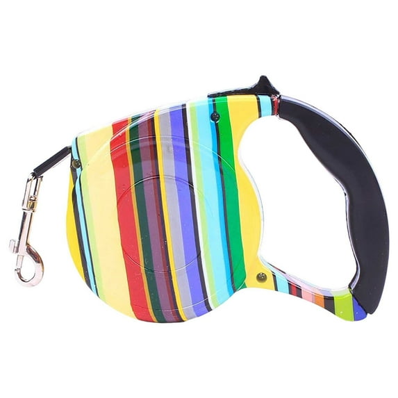 YaoZQ Tangle-Free Retractable Dog Walker Leash 16ft for Outdoor Training, Colorful Stripes, 7.1x4.3 inch