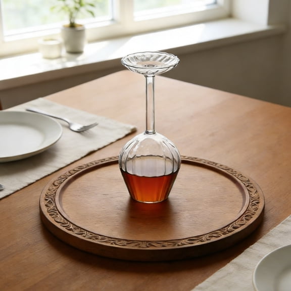 YaoZQ Upside Down Glass, 14oz Novelty Inverted Red Goblet, Creative Funky Glassware for Home Bar Party Gifts, Clear