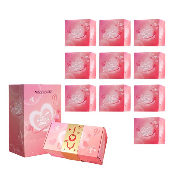YaoZQ Valentines Gifts Pop-Pp Box, 10 Cube Pink Explosion Box, DIY Folding Photo Memory Scrapbook, Creative Jumping Money Box for Mom Mother Day Anniversary Surprise, Valentines Day Gifts