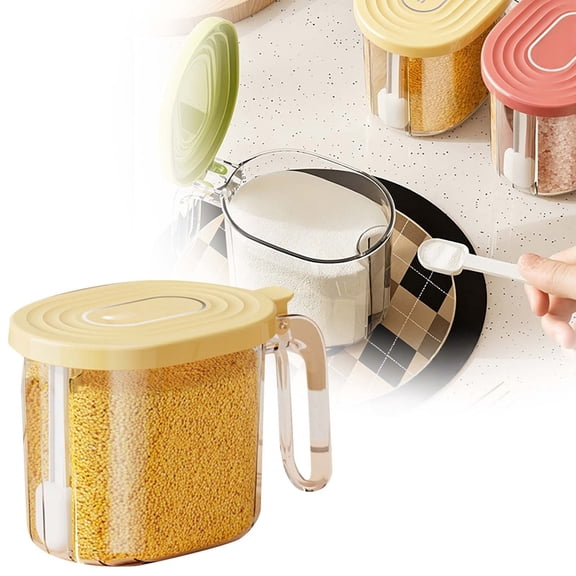 YaoZQ Yellow Condiment Jar with Lid Moisture Sealed Seasoning Canister Handy Spice Pot for Pepper Starch Kitchen Storage Organization 5.1 inch