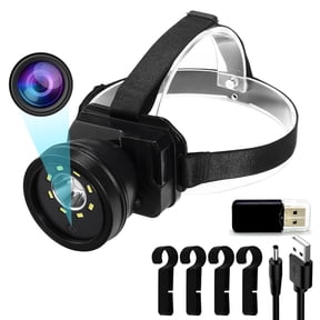 Yaoinaoou 1080P Headlamp Camera - Waterproof Wearable Cam with 120° Lens, 4000mAh Battery & LED Light for Outdoor/Security