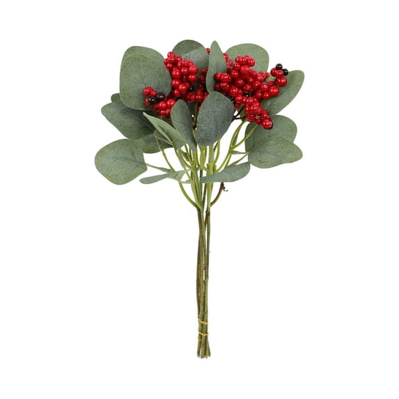 YaoliuBa Artificial Berry Eucalyptus Stems Realistic Faux Berry Branches with Eucalyptus Leaves for Home Office Wedding Decoration