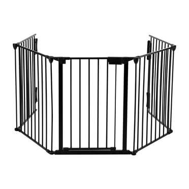 ANPOO 120" Wide Baby Gate Metal Safety Fence for Toddlers/pets/dogs, 5 Panels(Black-5-Panel)