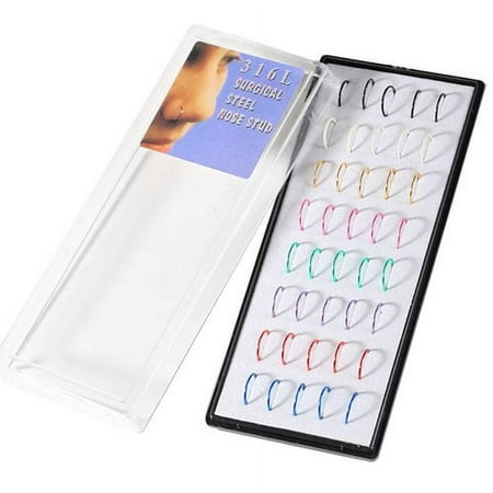 Yaoping 40 Pcs Stainless Steel Nose Rings Piercing Jewelry Hoop Nose Ring(Multicolor)